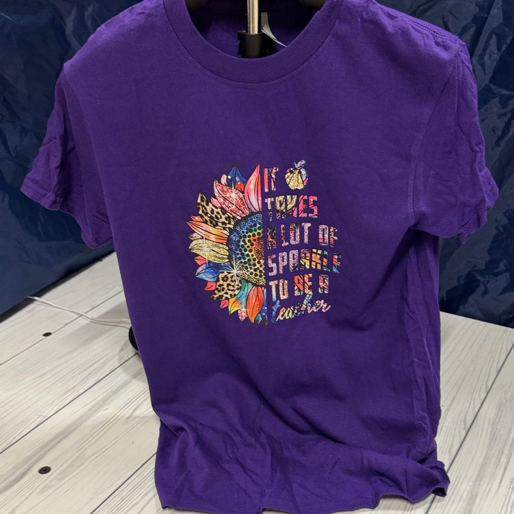 Gildan Purple Tee with Vibrant Teacher Graphic